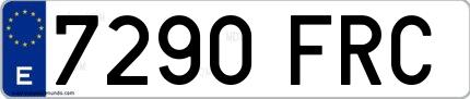 Ejemplo de matrícula española 7290 FRC