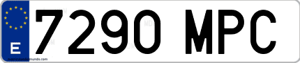 Ejemplo de matrícula de coche ordinaria 7290 MPC