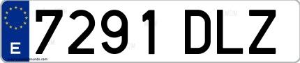 Ejemplo de matrícula española 7291 DLZ