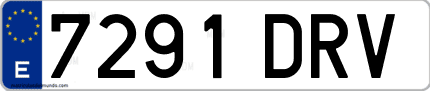 Ejemplo de matrícula de coche ordinaria 7291 DRV