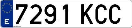 Ejemplo de matrícula española 7291 KCC