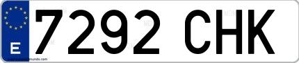 Ejemplo de matrícula española 7292 CHK