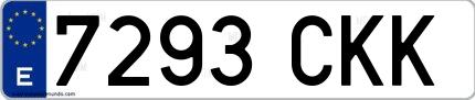 Ejemplo de matrícula española 7293 CKK