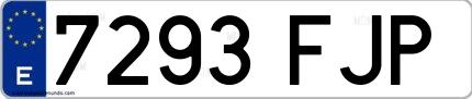 Ejemplo de matrícula española 7293 FJP