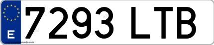 Ejemplo de matrícula española 7293 LTB