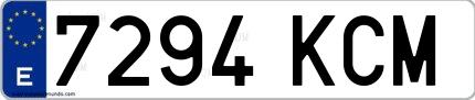 Ejemplo de matrícula española 7294 KCM