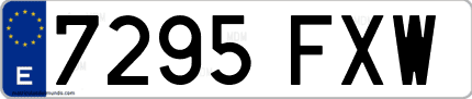 Ejemplo de matrícula de coche ordinaria 7295 FXW