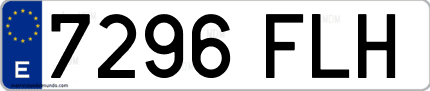 Ejemplo de matrícula de coche ordinaria 7296 FLH