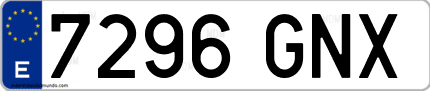 Ejemplo de matrícula de coche ordinaria 7296 GNX
