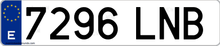 Ejemplo de matrícula de coche ordinaria 7296 LNB