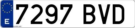 Ejemplo de matrícula española 7297 BVD