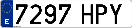 Ejemplo de matrícula de coche ordinaria 7297 HPY