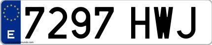 Ejemplo de matrícula española 7297 HWJ