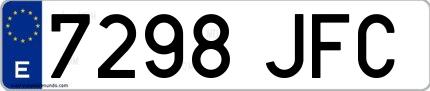 Ejemplo de matrícula española 7298 JFC