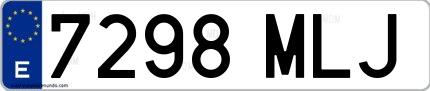 Ejemplo de matrícula española 7298 MLJ