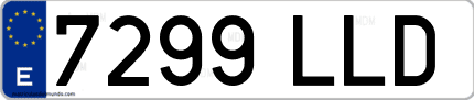 Ejemplo de matrícula de coche ordinaria 7299 LLD
