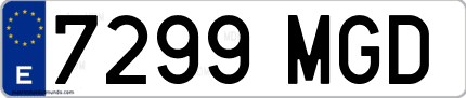 Ejemplo de matrícula de coche ordinaria 7299 MGD