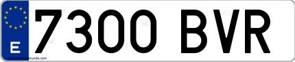 Ejemplo de matrícula española 7300 BVR