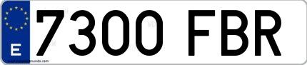 Ejemplo de matrícula española 7300 FBR
