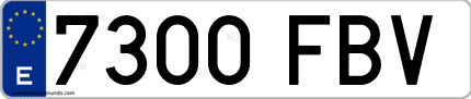 Ejemplo de matrícula de coche ordinaria 7300 FBV