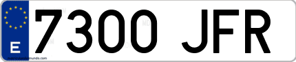 Ejemplo de matrícula de coche ordinaria 7300 JFR