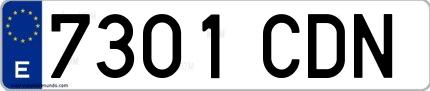 Ejemplo de matrícula española 7301 CDN