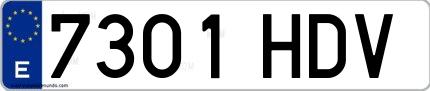 Ejemplo de matrícula española 7301 HDV