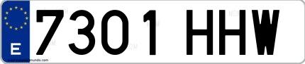 Ejemplo de matrícula española 7301 HHW