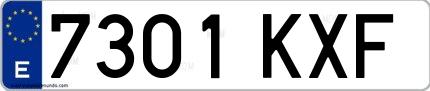 Ejemplo de matrícula española 7301 KXF