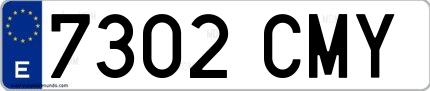 Ejemplo de matrícula española 7302 CMY