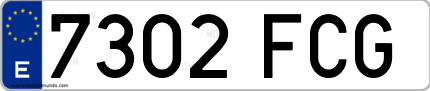 Ejemplo de matrícula de coche ordinaria 7302 FCG
