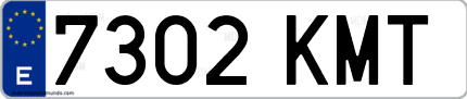 Ejemplo de matrícula de coche ordinaria 7302 KMT