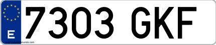 Ejemplo de matrícula española 7303 GKF