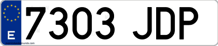 Ejemplo de matrícula de coche ordinaria 7303 JDP