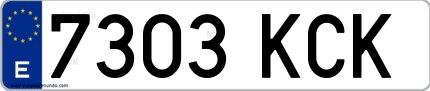 Ejemplo de matrícula española 7303 KCK