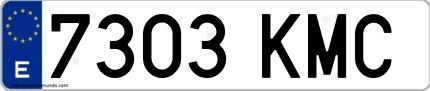 Ejemplo de matrícula española 7303 KMC