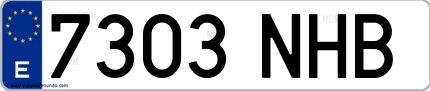 Ejemplo de matrícula española 7303 NHB