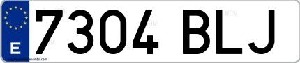 Ejemplo de matrícula española 7304 BLJ