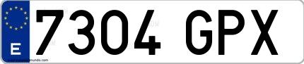 Ejemplo de matrícula española 7304 GPX