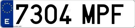 Ejemplo de matrícula española 7304 MPF