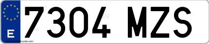 Ejemplo de matrícula española 7304 MZS