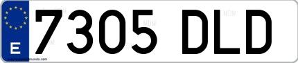 Ejemplo de matrícula española 7305 DLD