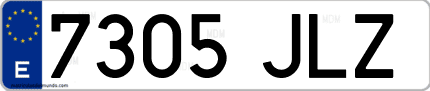 Ejemplo de matrícula de coche ordinaria 7305 JLZ