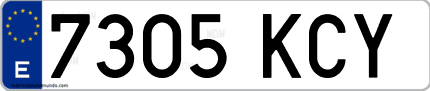 Ejemplo de matrícula de coche ordinaria 7305 KCY