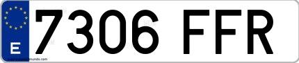Ejemplo de matrícula española 7306 FFR