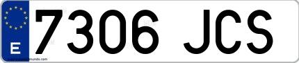 Ejemplo de matrícula española 7306 JCS