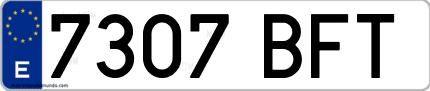 Ejemplo de matrícula de coche ordinaria 7307 BFT