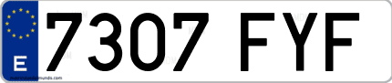 Ejemplo de matrícula de coche ordinaria 7307 FYF