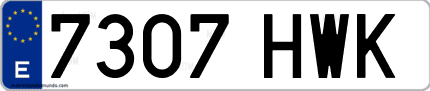 Ejemplo de matrícula de coche ordinaria 7307 HWK