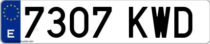 Ejemplo de matrícula española 7307 KWD